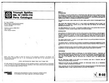Spitfire Mk IV 1971 to 1972 - Parts Fiche