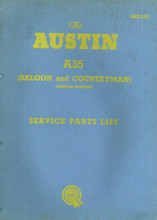 A35 Saloon & Countryman 1956 to 1962 - Service Parts List