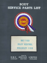 MG 1100, Riley Kestrel and Wolseley 1100 Mk I 1962 to 1967 - Body Parts List