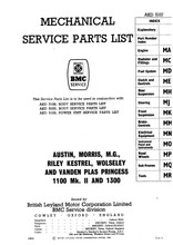 1100 Mk II & 1300 Range 1967 to 1969 - Mechanical Parts List