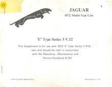 Operating, Maintenance & Service Handbook - Series III (Not USA) 1972 Supplement (E-170-supplement)