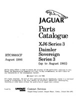 Parts Manual - XJ6 & Daimler Sovereign Series III - 1979 to Aug 1985 (RTC9885CF)