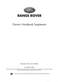 Owner's Handbook Supplement - English Export (LRL0314/2ENX)