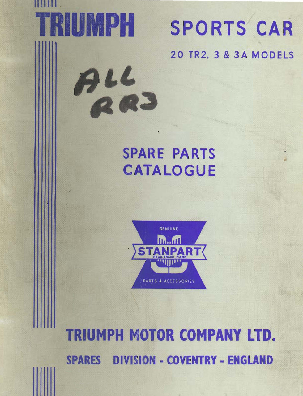 Parts Catalogue TR2, TR3, TR3A 1953 to 1961 (501653) Original
