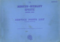 Service  Parts List – Austin Healey Sprite Mk I 1958 to 1961 (AKD829)