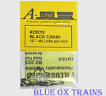A-Line 29219 HO Scale Black Chain 12" Long - 40 Links Per Inch 