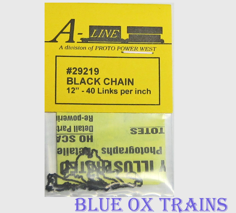 A-Line 29219 HO Scale Black Chain 12" Long - 40 Links Per Inch 