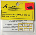 A-Line 29211 HO Scale Etched Brass Sunshades E and F Unit Diesels 