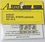A-Line 29247 HO Scale Etched Brass Diesel Steps Rail Power Products SD45-2