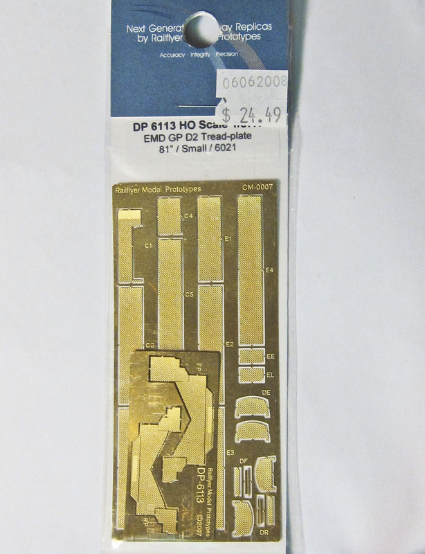 Railflyer 6113 HO Scale Detail Part EMD Locomotive Treadplate GP38-2 & GP40-2. 81" Nose, 6021 Steps, Small anti-climbers