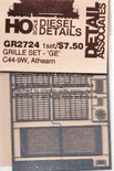 Detail Associates 2724 Air Grilles - For Athearn GE C44-9 HO Scale 