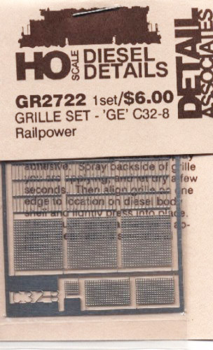 Detail Associates 2722 Air Grilles - GE C32-8/C44-9 HO Scale 