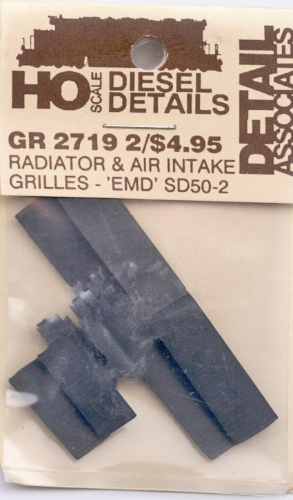 Detail Associates 2719 Radiator Grilles - SD40-2 Radiators & Air Intake Grilles pkg(2) HO Scale 