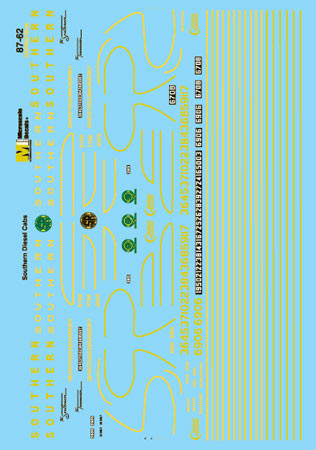 Microscale Decal 87-62 Southern Railway E and F-Unit Diesels (1941+) includes Crescent logo