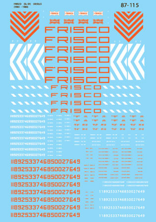 Microscale Decal 87-115 Frisco (SL-SF) Diesels (1965-1980) Diesel - Cabs & Hoods 