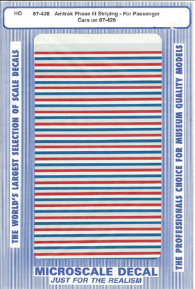 Microscale Decal 87-428 Amtrak Passenger Car Stripes (1980-1996) use with 87-426-Passenger Car - Phase III - Stripes 