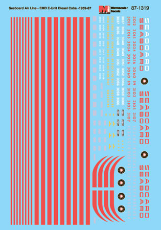 Microscale Decal 87-439 Seaboard Air Line-EMD E-Units Diesel Cabs-1959-1967