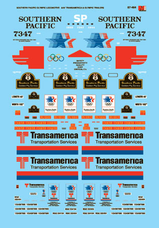 Microscale Decal 87-464 Southern Pacific SP Diesels - SD40 - Trailers - 45' Olympic Scheme 