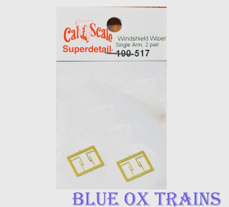 Cal Scale 517 Windshield Wipers 2 Pair Single Arm Style (Brass) Ho Scale