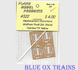 Plano Model 322 Thrall 48' Well Dbl Stk Replacement Stanchions Painted TTX Yellow Wm. K. Walthers car - 8 per pkg Ho Scale