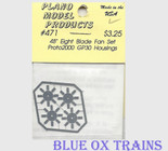 Plano Model 471 48" Blade Fans for Proto 2000 GP30 8 Blade Style Ho Scale