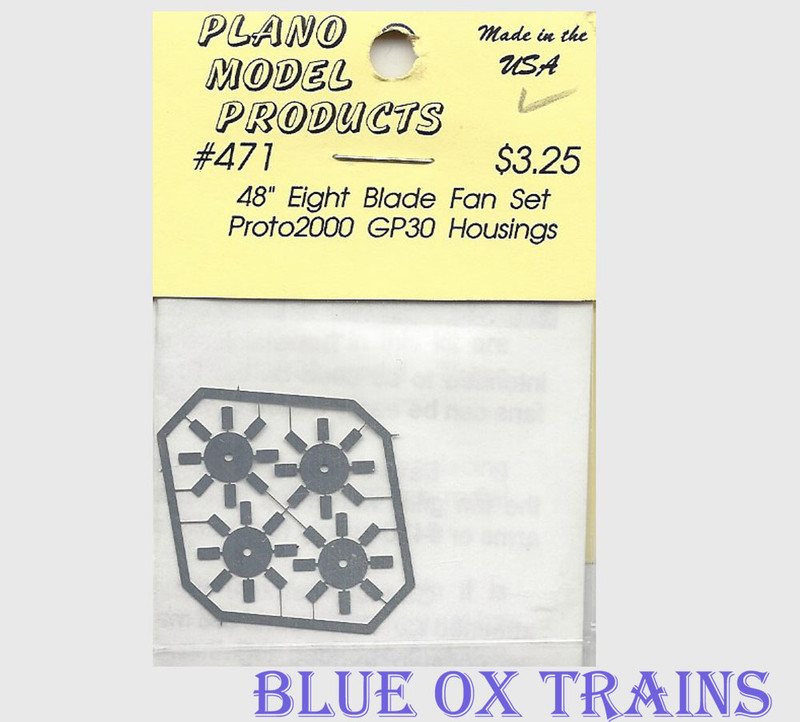 Plano Model 471 48" Blade Fans for Proto 2000 GP30 8 Blade Style Ho Scale