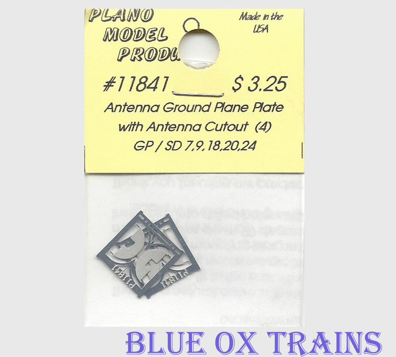 Plano Model 11841 Antenna Ground Plane Plate GP/SD 7, 9, 18, 20, 24 (Etched Stainless pkg(4) Square Antenna Cutout Ho Scale