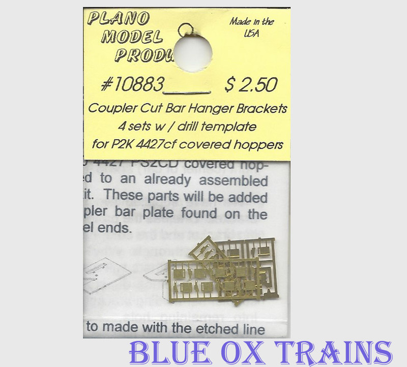 Plano Model 10883 Details for PROTO 2000(TM) 4427 Covered Hopper Coupler Cut Bar Hanger Brackets w/Drill Template 4 Sets Ho Scale