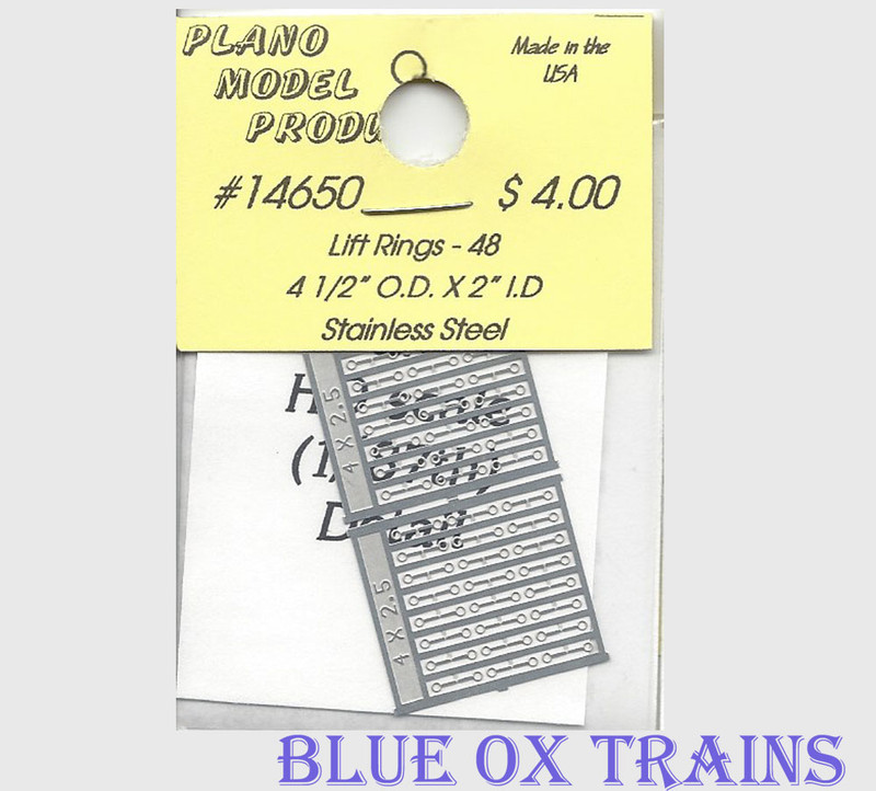 Plano Model 14650 Stainless Steel Lift Rings pkg(48) 4-1/2 x 2" Ho Scale