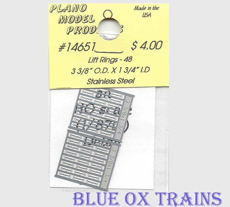 Plano Model 14651 Stainless Steel Lift Rings pkg(48) 3-3/8 x 1-3/4" Ho Scale