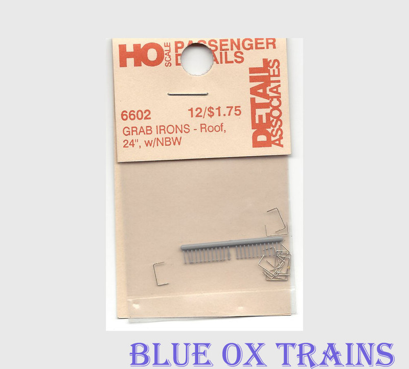 Detail Associates 6602 Passenger Car Grab Irons pkg(12) Roof HO Scale 