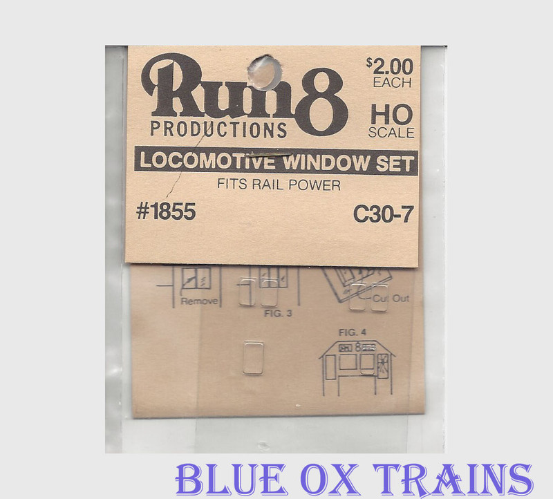 Run8 1855 Window Set - C30-7 Rail Power Kit HO Scale 