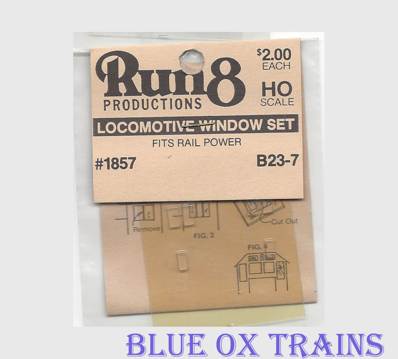 Run8 1857 Window Set - B23-7 Rail Power Kit HO Scale 