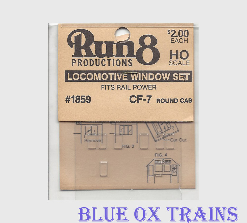 Run8 1859 Window Set - CF-7 Round Cab Rail Power Kit HO Scale 