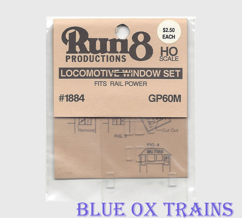 Run8 1884 Window Set - GP60M Rail Power Kit HO Scale 
