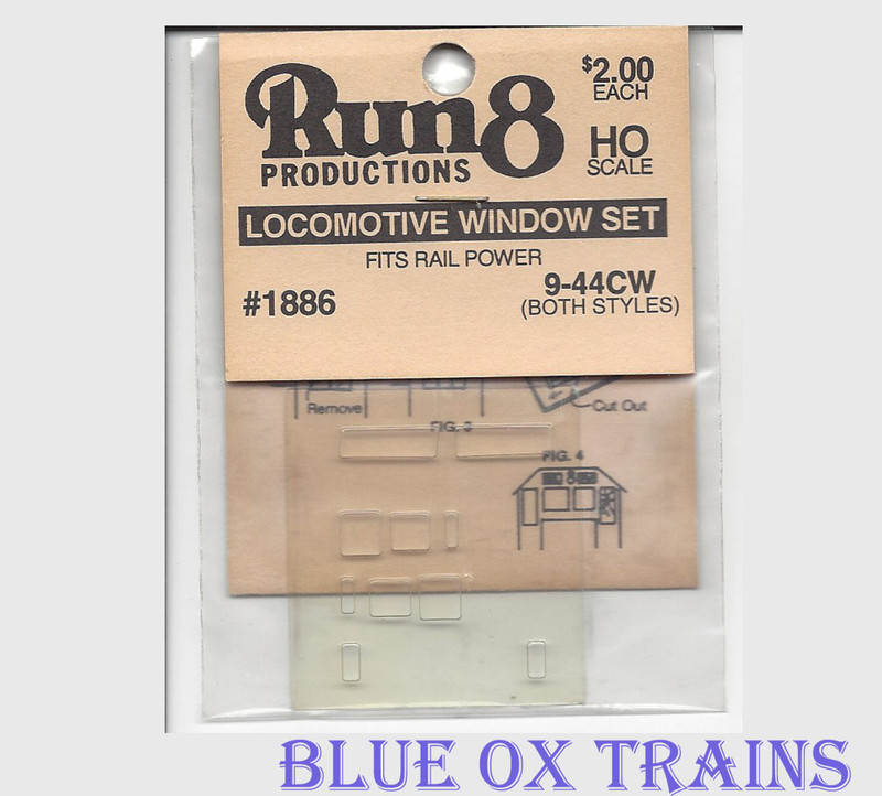 Run8 1886 Window Set - Dash 9 44CW Rail Power Kit HO Scale 