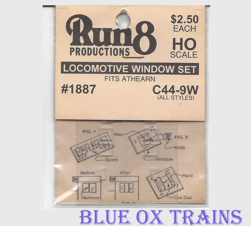 Run8 1887 Window Set - Dash C44-9W All Styles Rail Power Kit HO Scale 