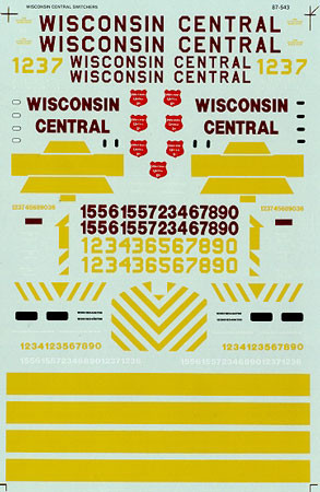 Microscale Decal 87-543 Wisconsin Central WC Diesels - Switcher HO Scale