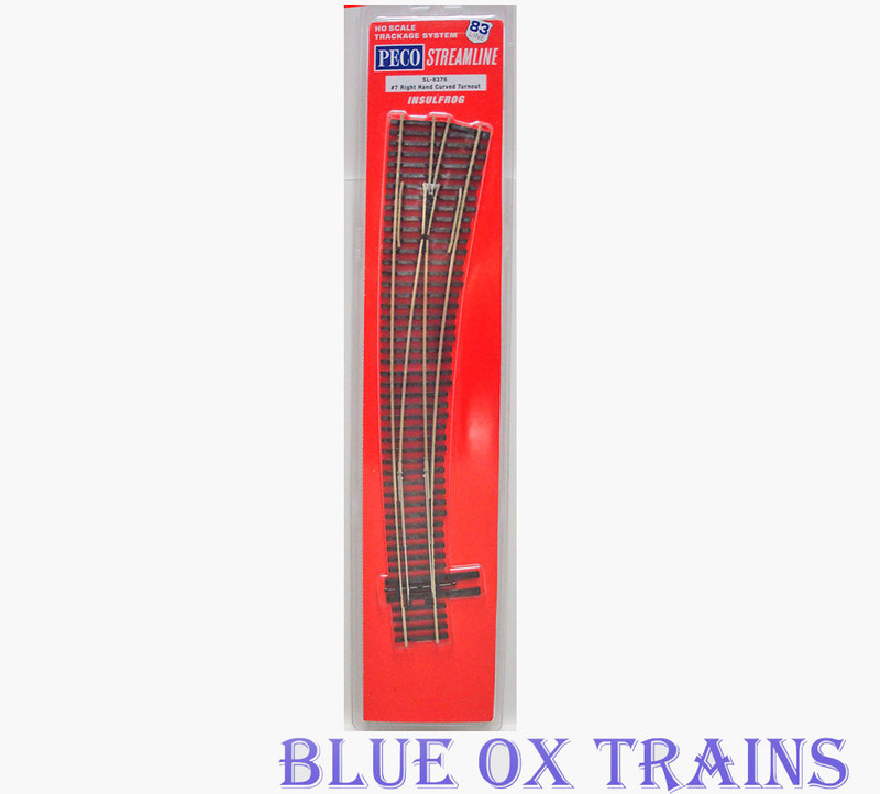 Peco SL8376 Curved Turnout Right Hand Code 83 #7 Streamline Insulfrog HO Scale