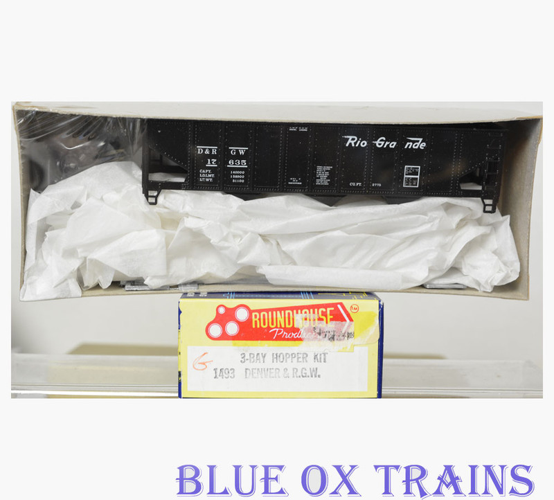 Roundhouse 1493 Denver & Rio Grande Western 3 Bay Hopper Kit DRGW 17635 HO Scale
