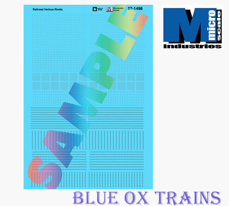 Microscale Decal 87-1498 Railroad Various Rivets, Various Spacings HO Scale