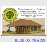 Nick & Nora Designs STO14 HO Scale Southern Railways Combination Depot Ridgecrest Depot Laser Cut Structure Kit 