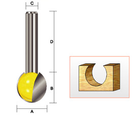 Kempston 208011 - Plunge Cutting Ball Bit, 3/8" Diameter