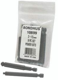 Bondhus 10899 - 9 Piece Ball End Power Bit Set - Sizes: 2-12mm