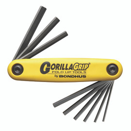 Bondhus 12589 - 9 Piece Hex GorillaGrip Fold-up Tool - Sizes: 5/64-1/4"