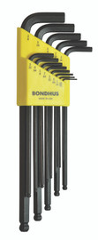 Bondhus 16037 - 13 Piece Ball End L-Wrench Set, Extra Long Arm - Sizes: .050-3/8"
