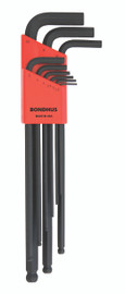 Bondhus 16099 - 9 Piece Ball End L-Wrench Set, Extra Long Arm - Sizes: 1.5-10mm