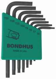 Bondhus 31732 - 8 Piece Torx L-wrench Set, Short Arm - Sizes: T6-T25