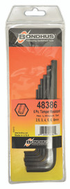 Bondhus 48386 - 6 Piece Hex Tamper Resistant L-Wrench Set - Sizes: 2.5-8mm