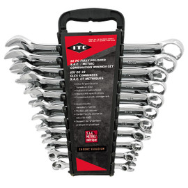 ITC 020219 - (ICWP-22SM) 22 PC Fully Polished S.A.E. / Metric Combination Wrench Set